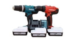 Makita HP347DWE3 14.4 V 1.5 Ah Akülü Darbeli + Maktec 070E Darbesiz Matkap Vidalama 3 Akülü Set