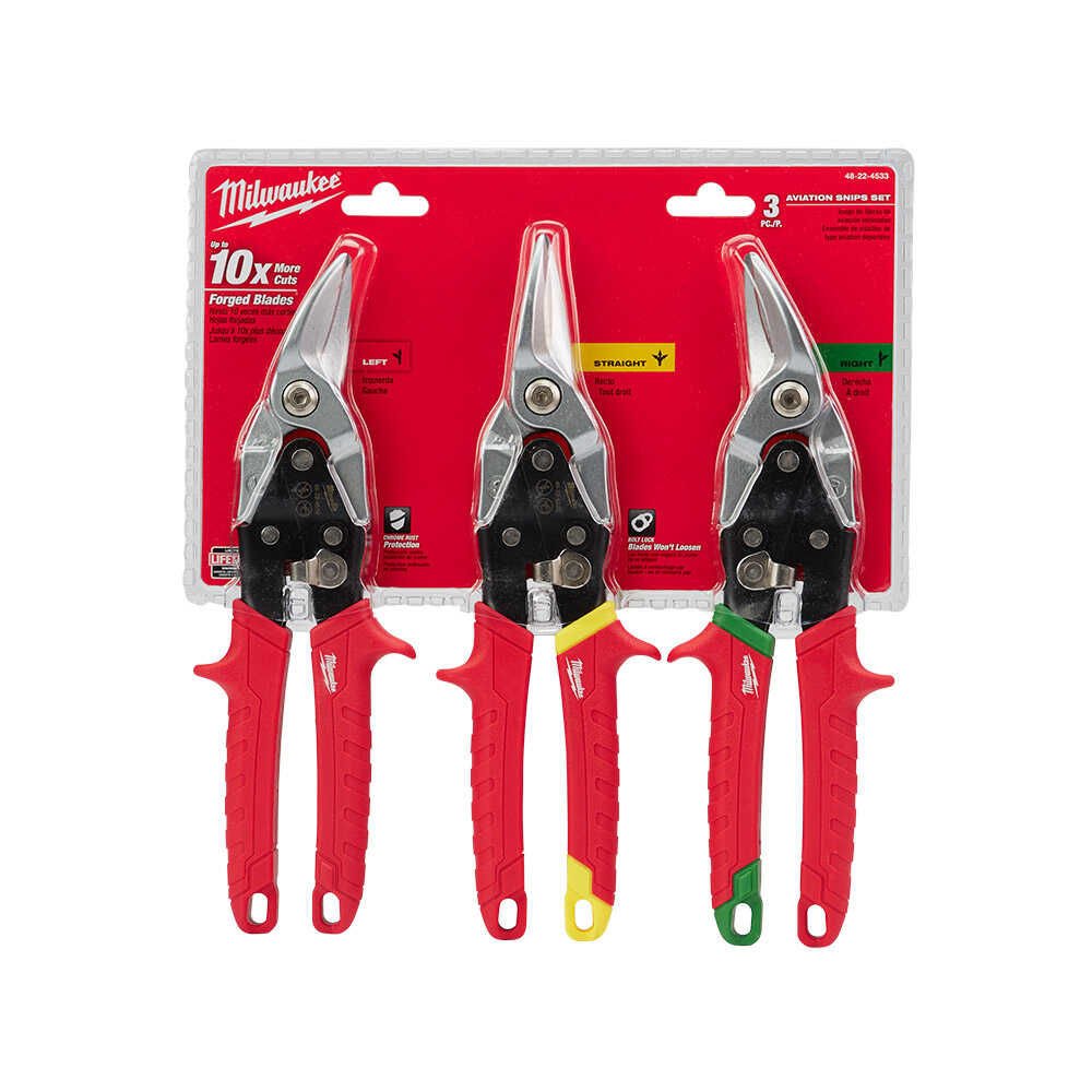 Milwaukee 260 mm Kaportacı Makası Seti 3 Parça (Sağ. Sol. Düz)
