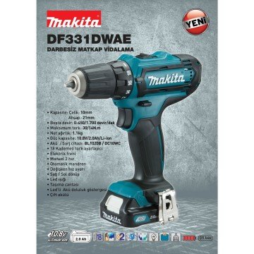 Makita DF331DWAE Akülü Matkap Vidalama