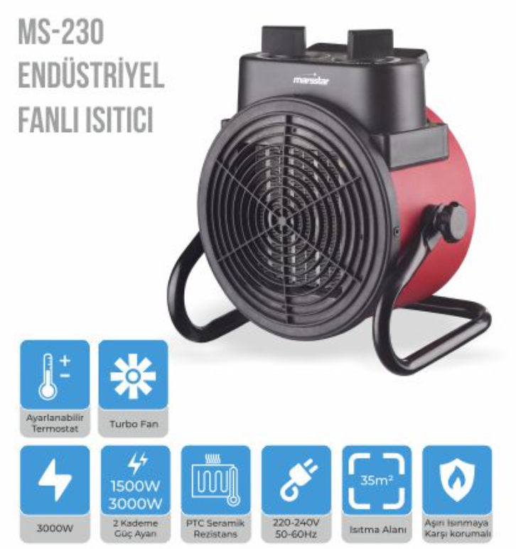 Marsstar Isıtıcı Endüstriyel Fanlı 3000 W (MS-230)